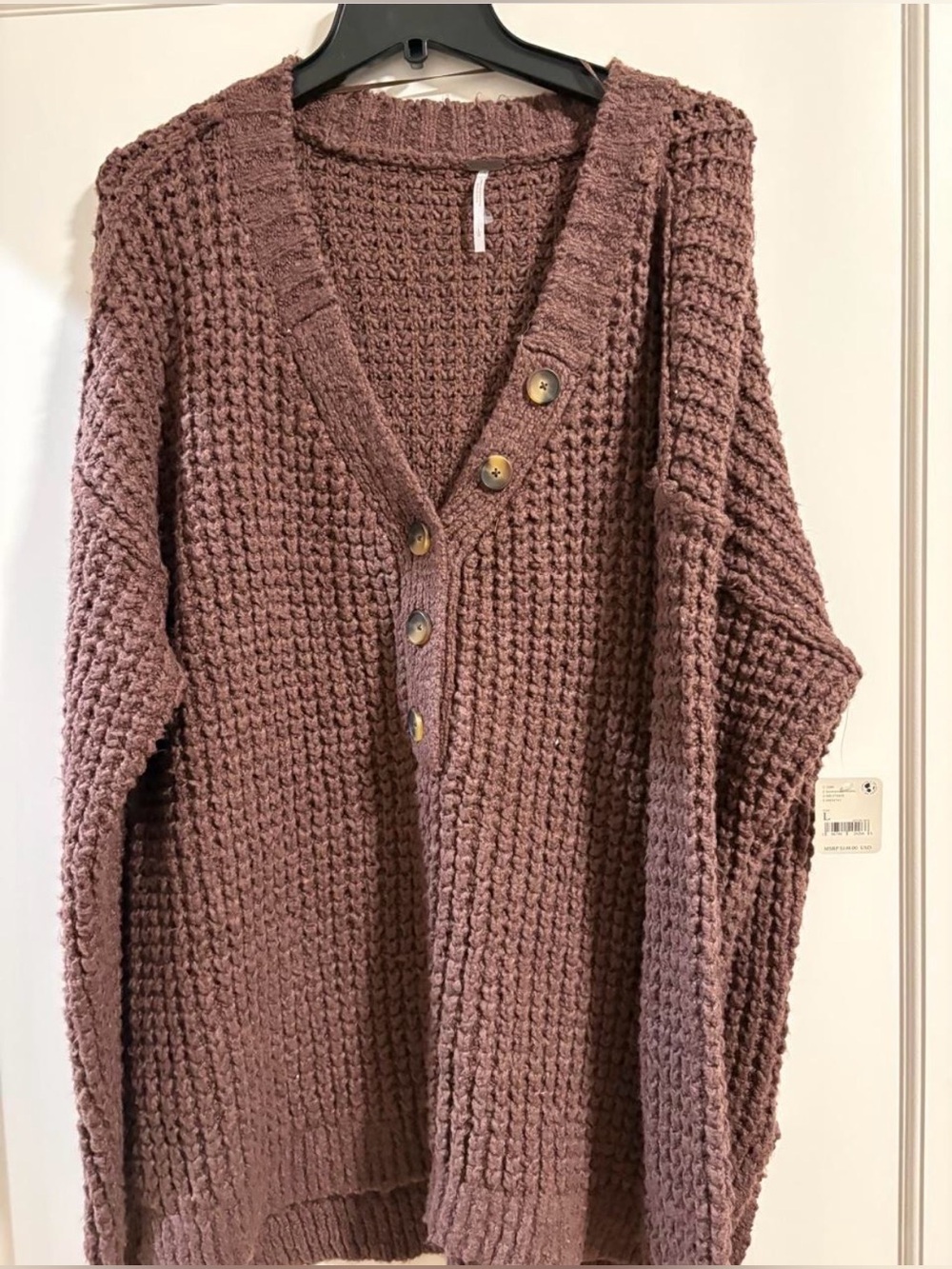 NWT Free People Whistle Thermal Henley Brownstone Size L